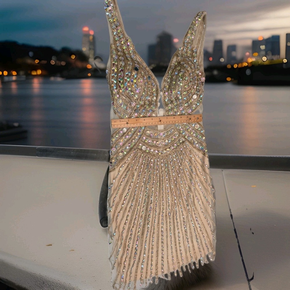 May Queen Couture Prom, Homecoming, Ball With Gold-beaded Bodice Size 4